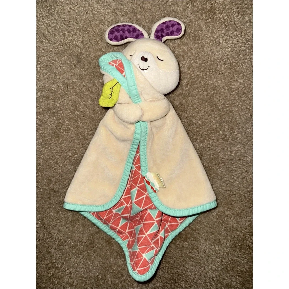 B Cuddly Bunny Baby Blanket Plush Sleepy Rabbit Security Lovey Crinkle Leaf‎